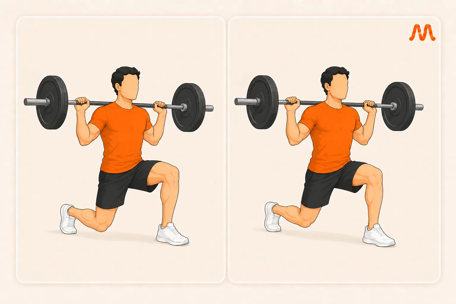 Barbell Walking Lunge exercise illustration