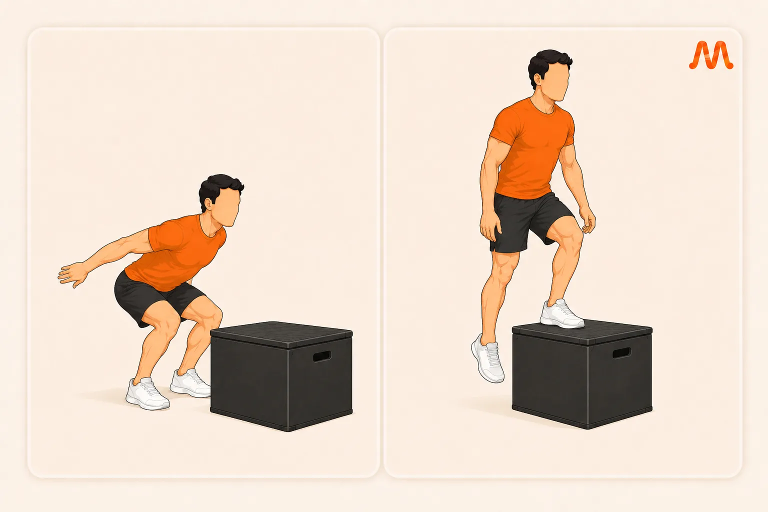 Box Jump (Step Down) exercise illustration