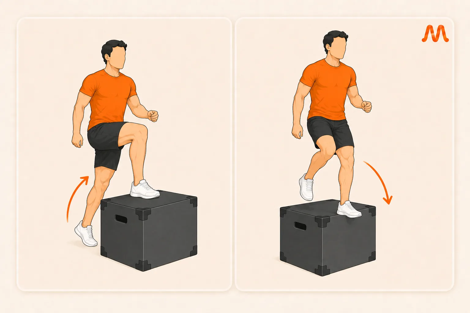 Box Step Over exercise illustration