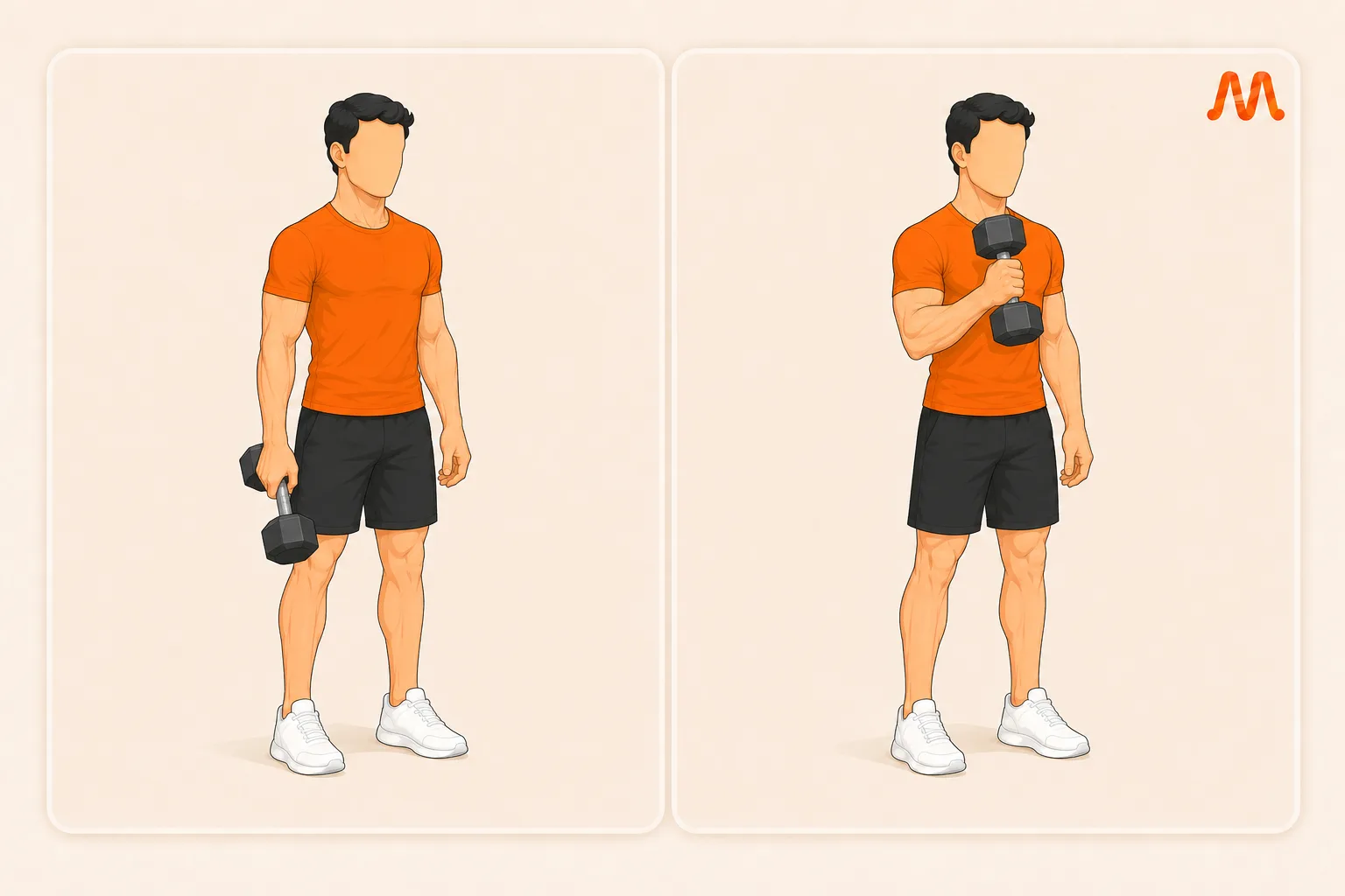 Cross Body Hammer Curl exercise illustration