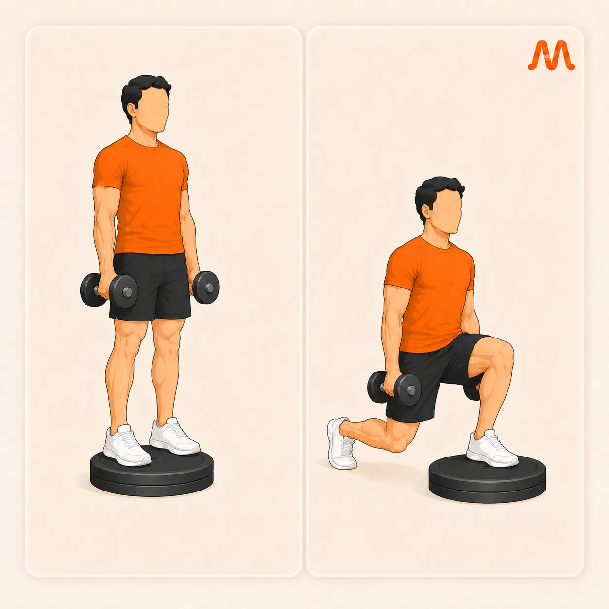 Deficit Reverse Lunge exercise illustration