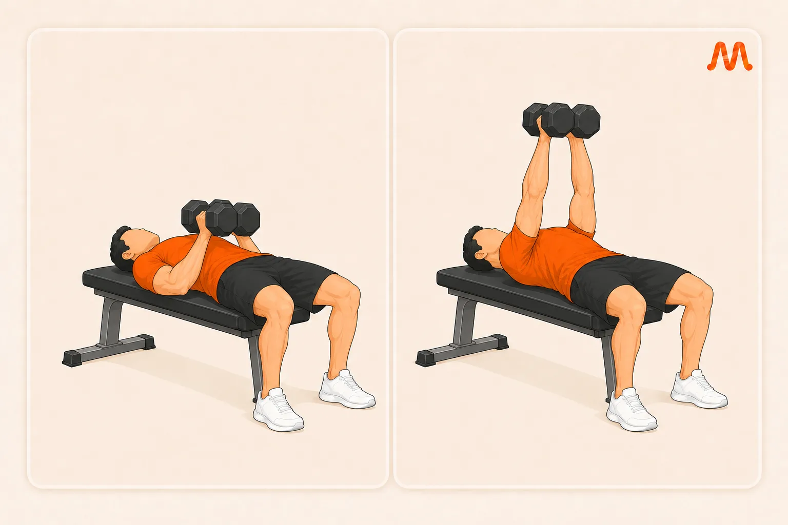 Dumbbell Squeeze Press exercise illustration