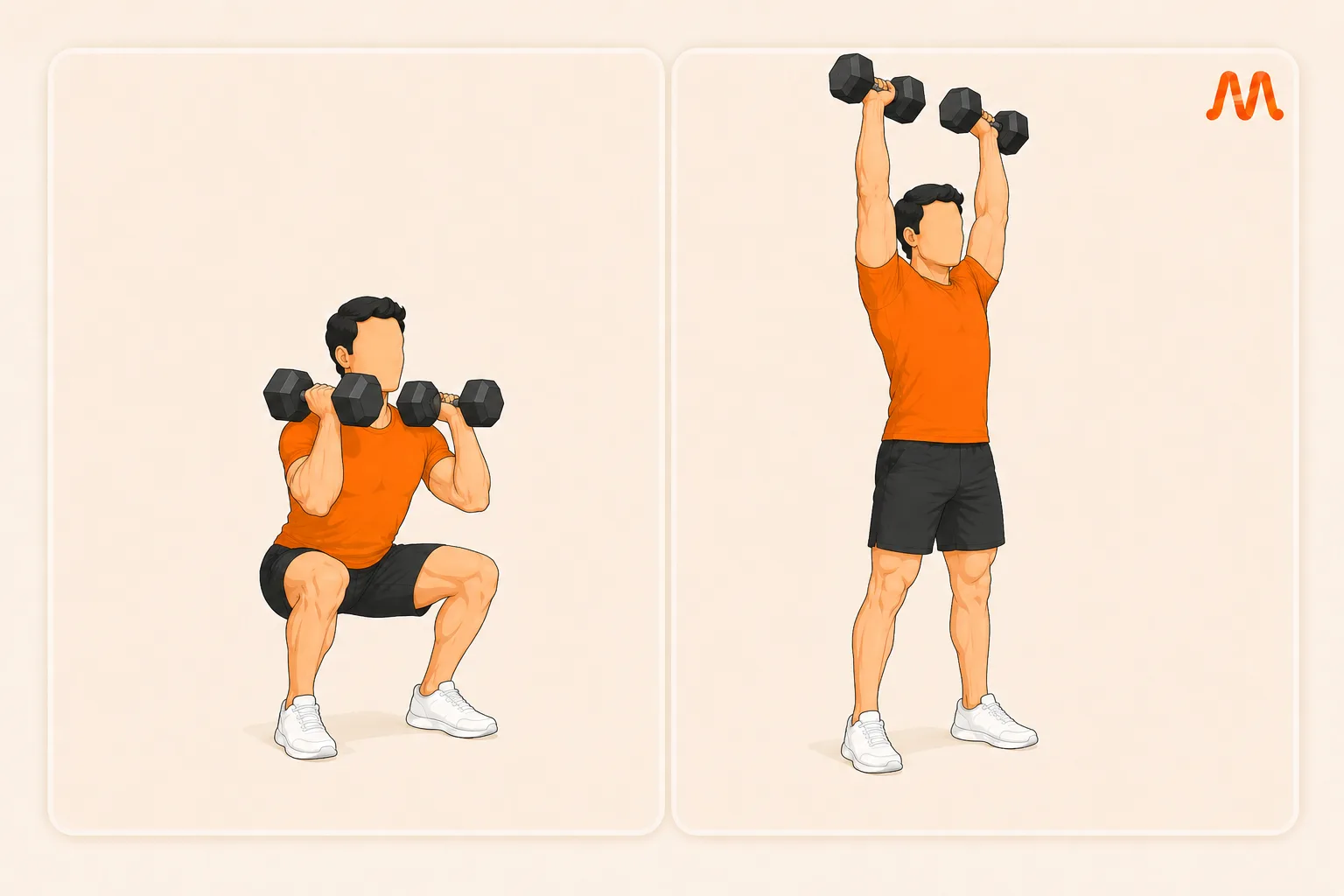 Dumbbell Thruster exercise illustration