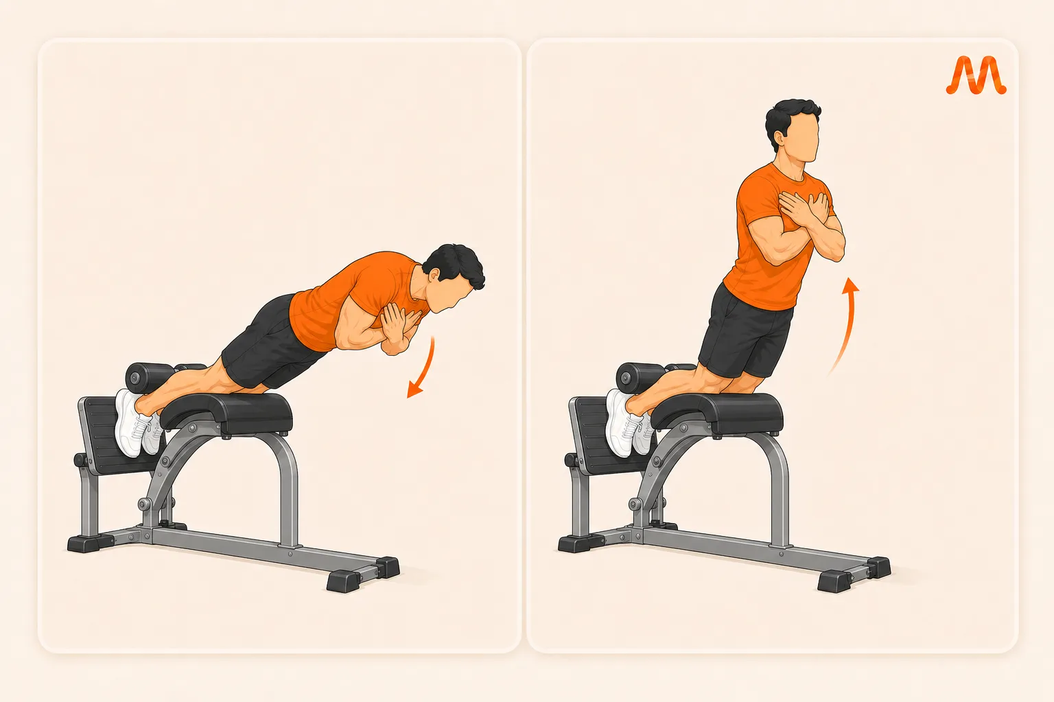 Glute-Ham Raise (GHR) exercise illustration