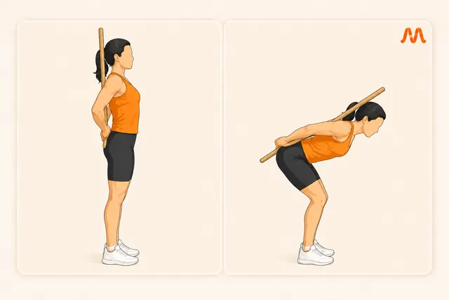 Hip Hinge (Dowel/Broomstick) exercise illustration