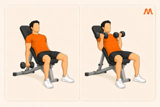 Incline Dumbbell Curl exercise illustration