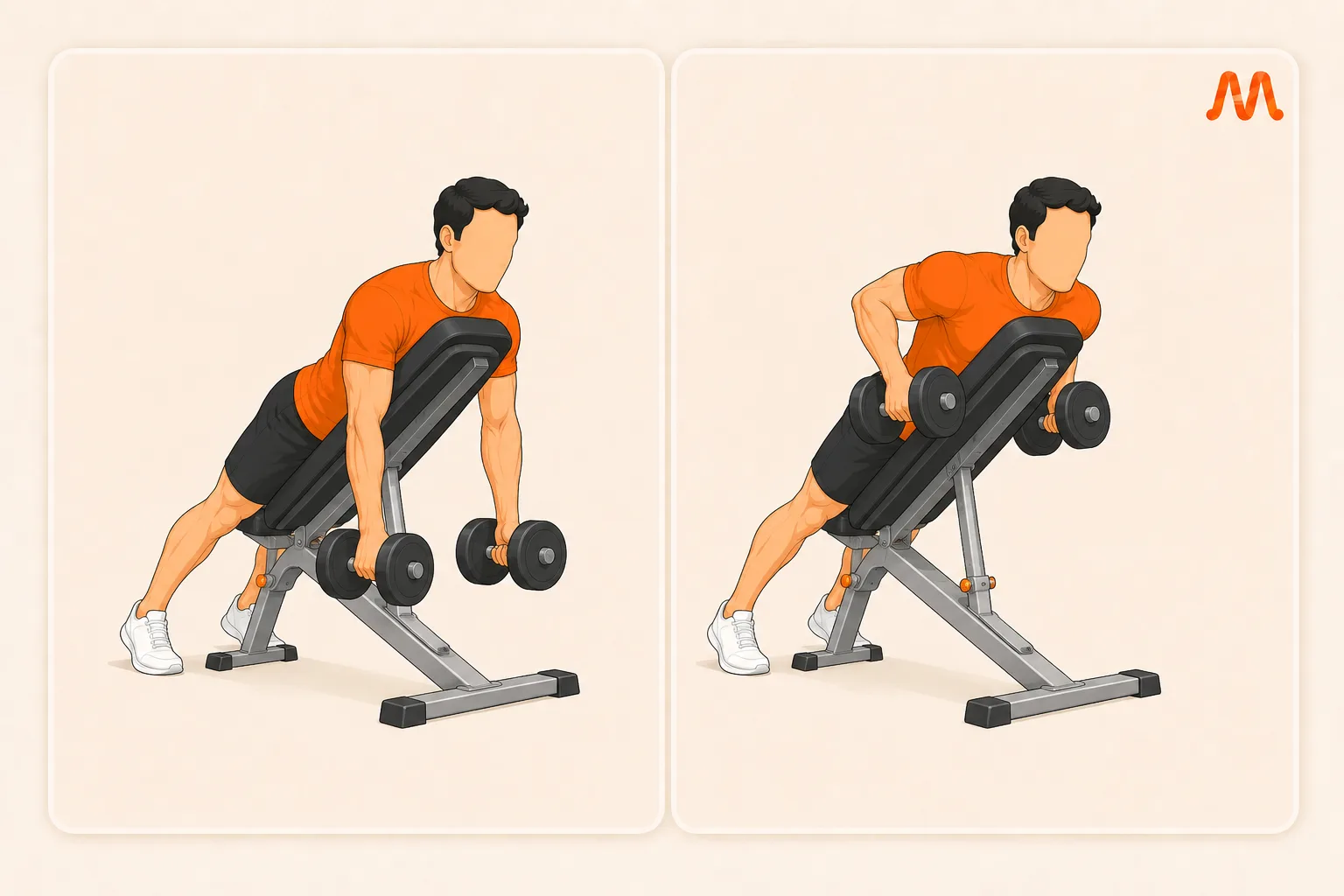 Incline Dumbbell Row exercise illustration