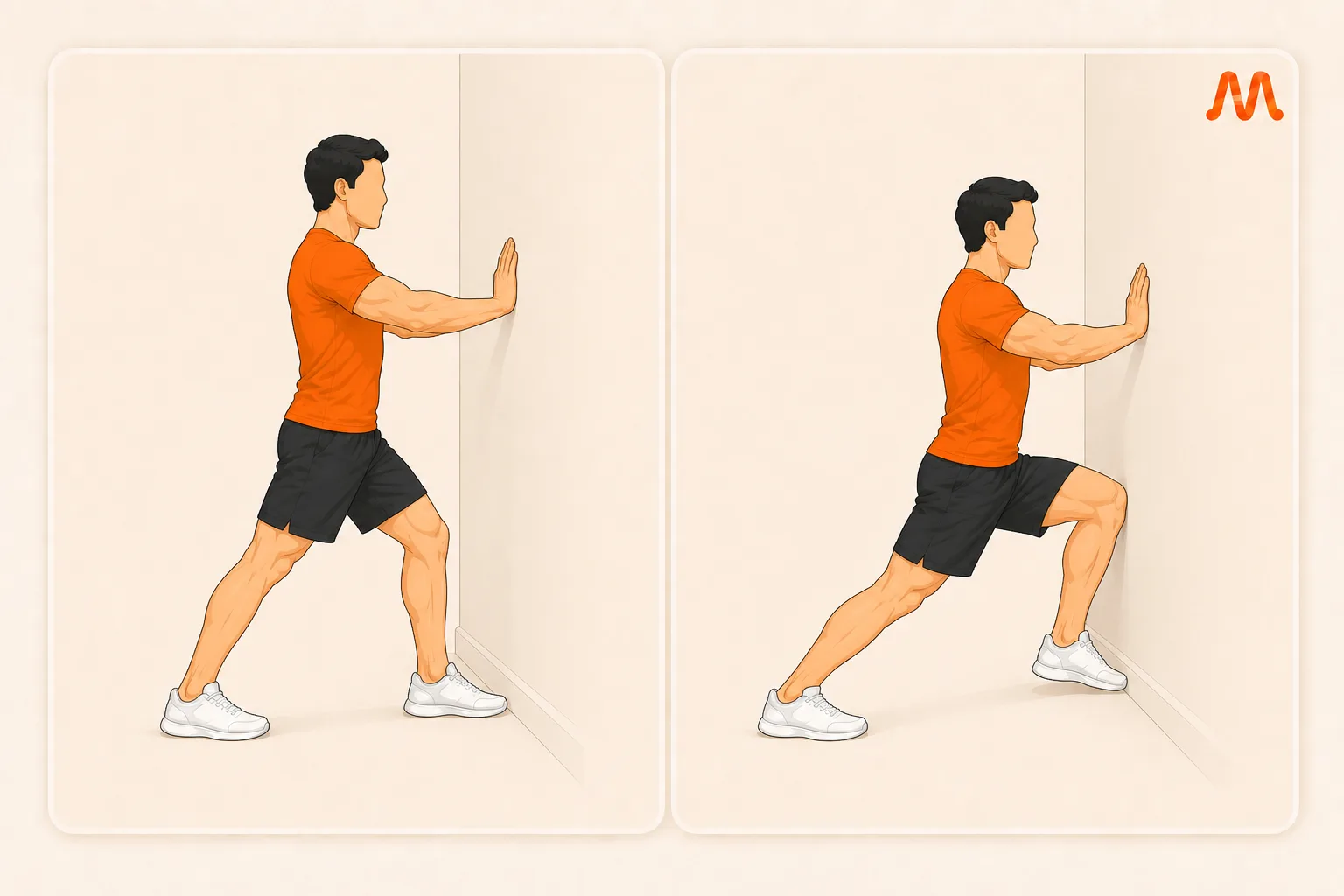 Knee-to-Wall Ankle Mobilization exercise illustration
