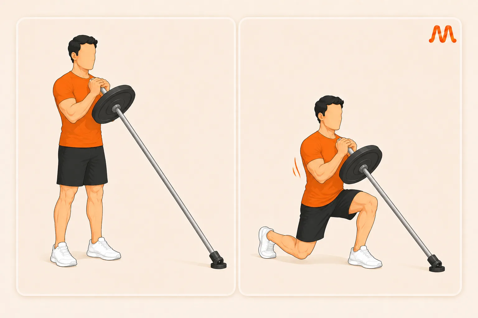 Landmine Reverse Lunge exercise illustration