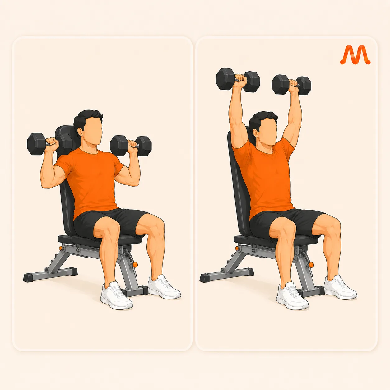 Seated Dumbbell Shoulder Press exercise illustration