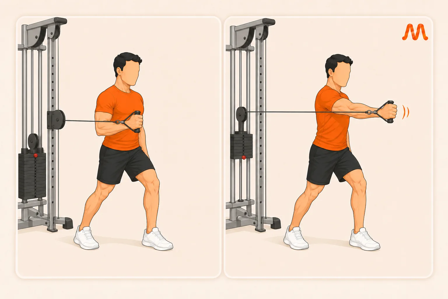 Single Arm Cable Chest Press exercise illustration