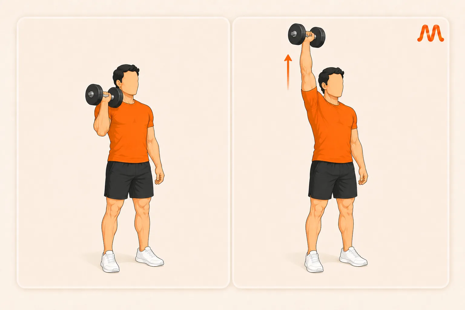 Single Arm Dumbbell Press exercise illustration