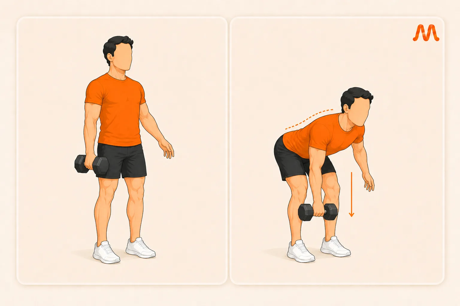 Single Arm Dumbbell RDL exercise illustration