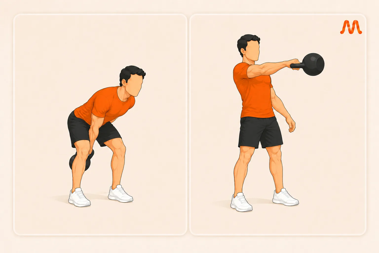 Single Arm Kettlebell Swing exercise illustration