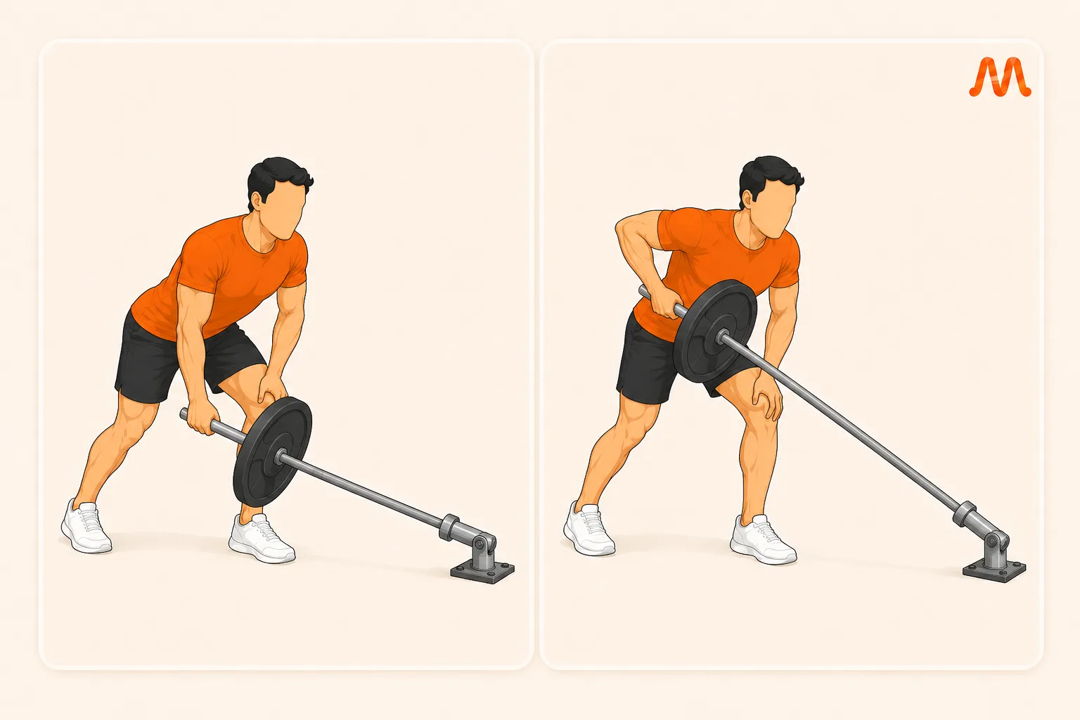 Single Arm Landmine Row exercise illustration