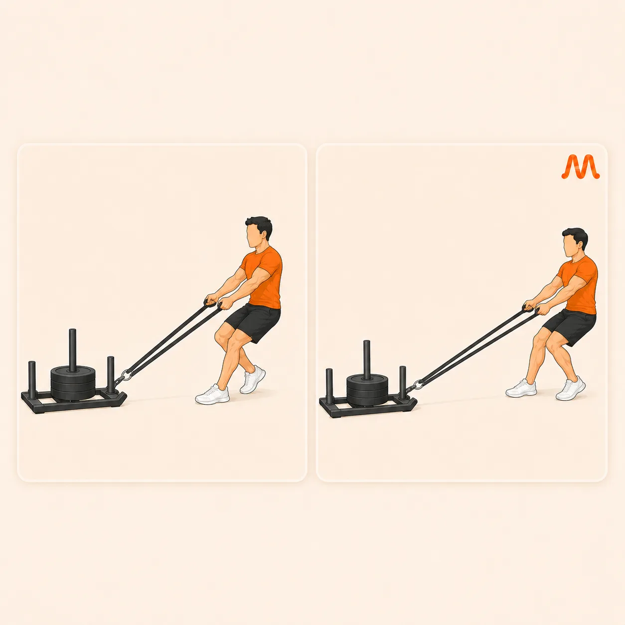 Sled Drag (Backward) exercise illustration