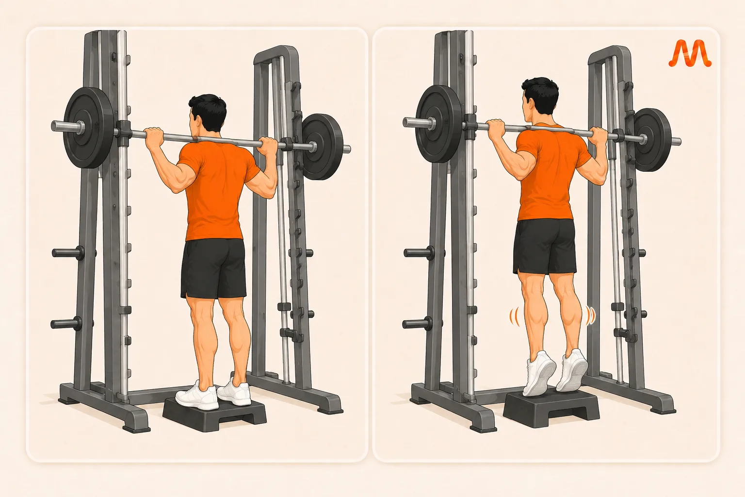 Smith Machine Calf Raise exercise illustration