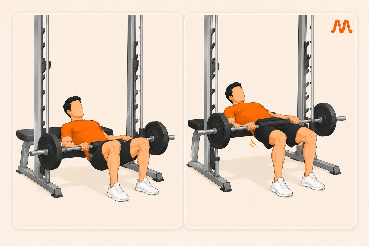 Smith Machine Hip Thrust exercise illustration