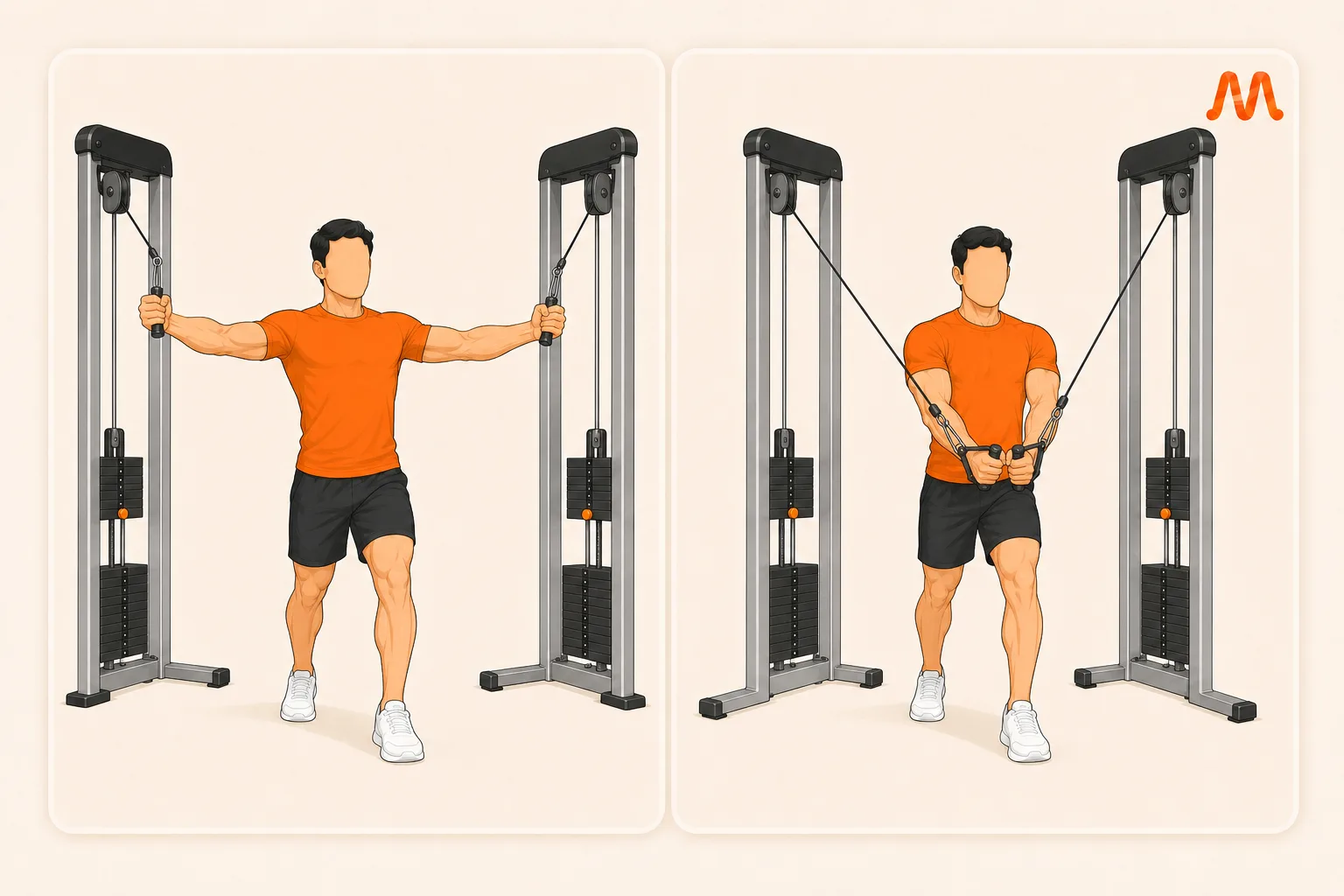 Standing Cable Fly High to Low exercise illustration