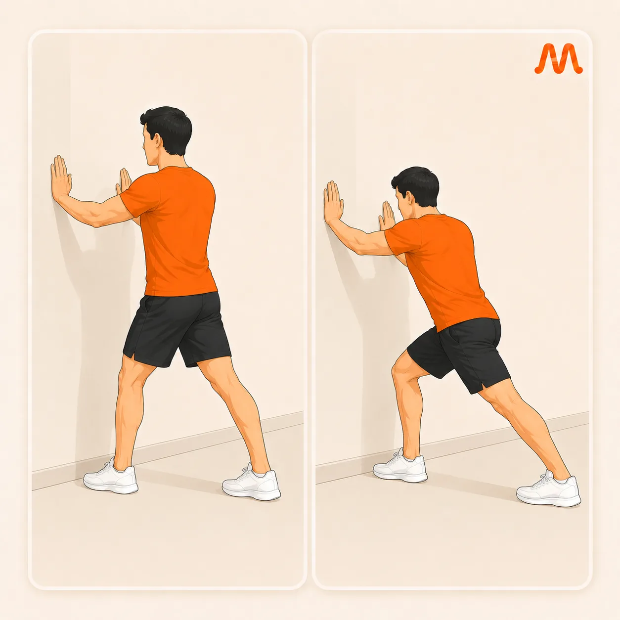 Standing Calf Stretch (Wall) exercise illustration