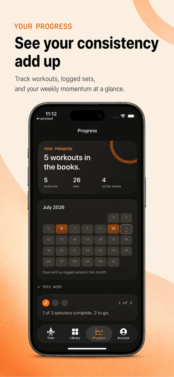 Movviva workout consistency and progress screen